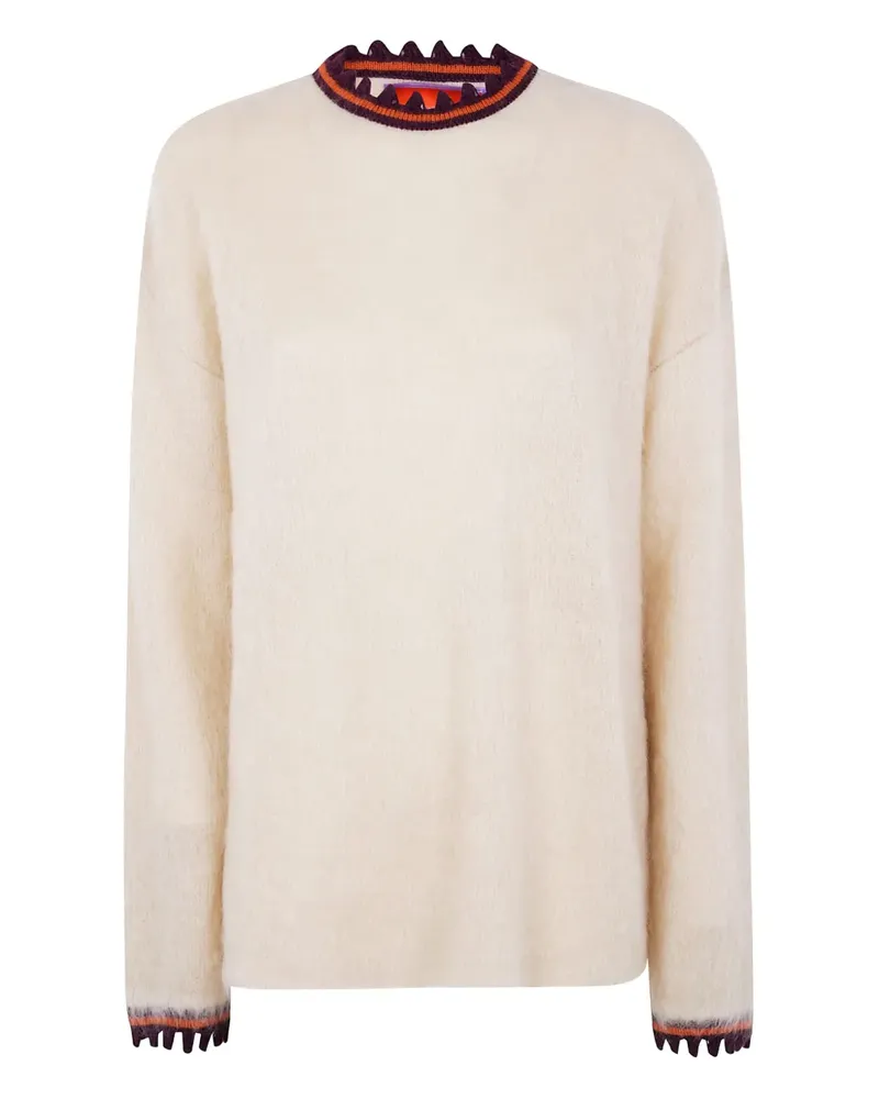 La DoubleJ scalloped-trimmed mohair wool sweater - Nude Nude