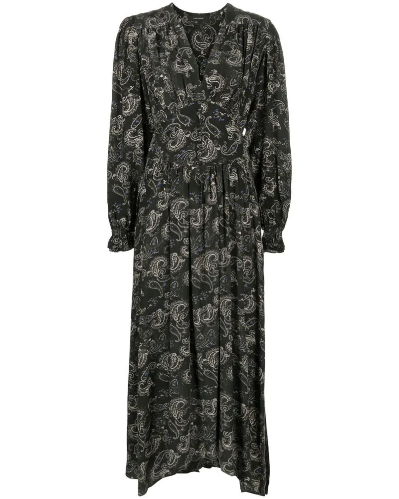 Isabel Marant Midikleid mit Paisley-Print - Schwarz Schwarz