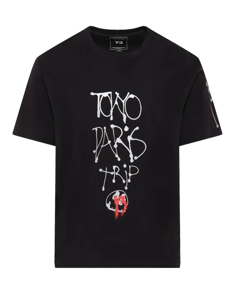 Y-3 T-Shirt mit grafischem Print - Schwarz Schwarz