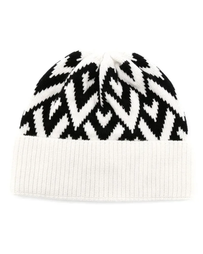 Valentino Garavani Strickmütze mit VLOGO - Weiß Weiß