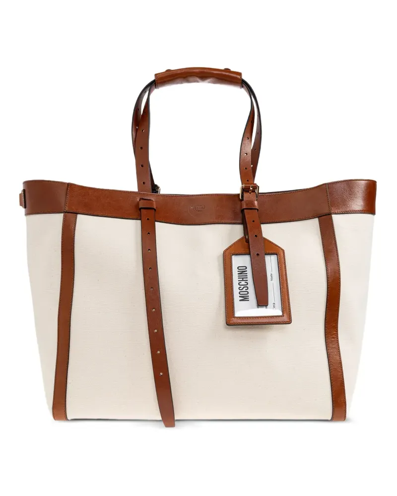 Moschino Trimmed tag tote bag - Nude Nude