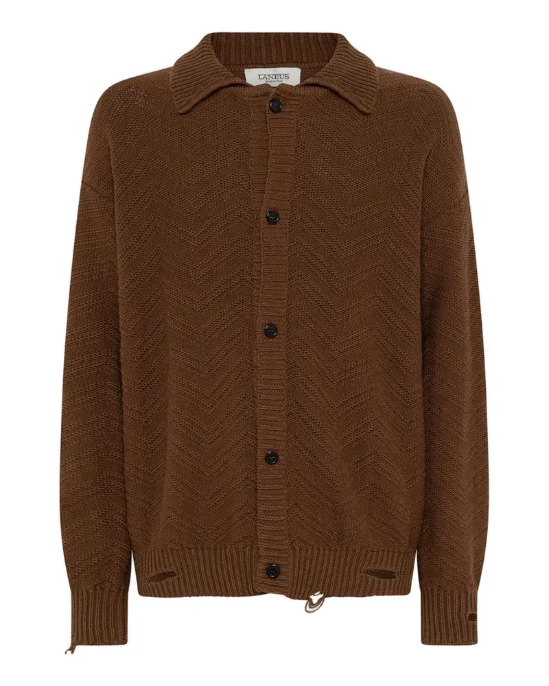 Laneus Gestricktes Poloshirt - Braun Braun