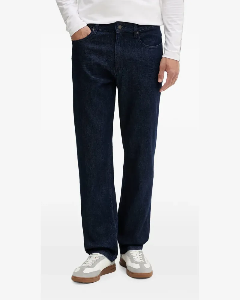 Guess logo-patch straight-leg jeans - Blau Blau