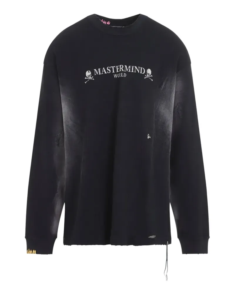 Mastermind World skull-print distressed T-shirt - Schwarz Schwarz