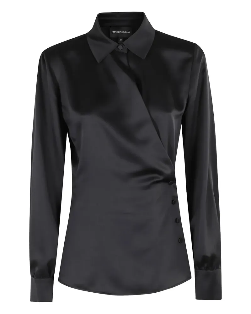 Emporio Armani Gewickeltes Satinbluse - Schwarz Schwarz