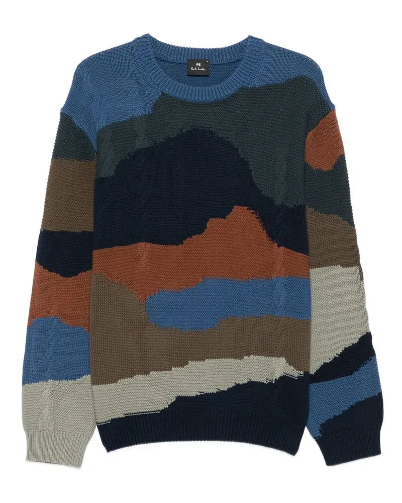 Paul Smith Mountains Pullover in Colour-Block-Optik - Blau Blau