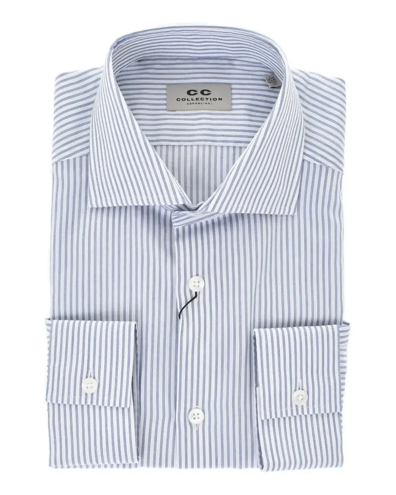 Corneliani awning-stripe french-collar shirt - Weiß Weiß