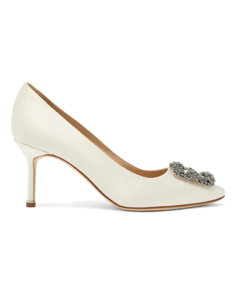 Manolo Blahnik Hangisi crystal-buckle pumps - Nude Nude