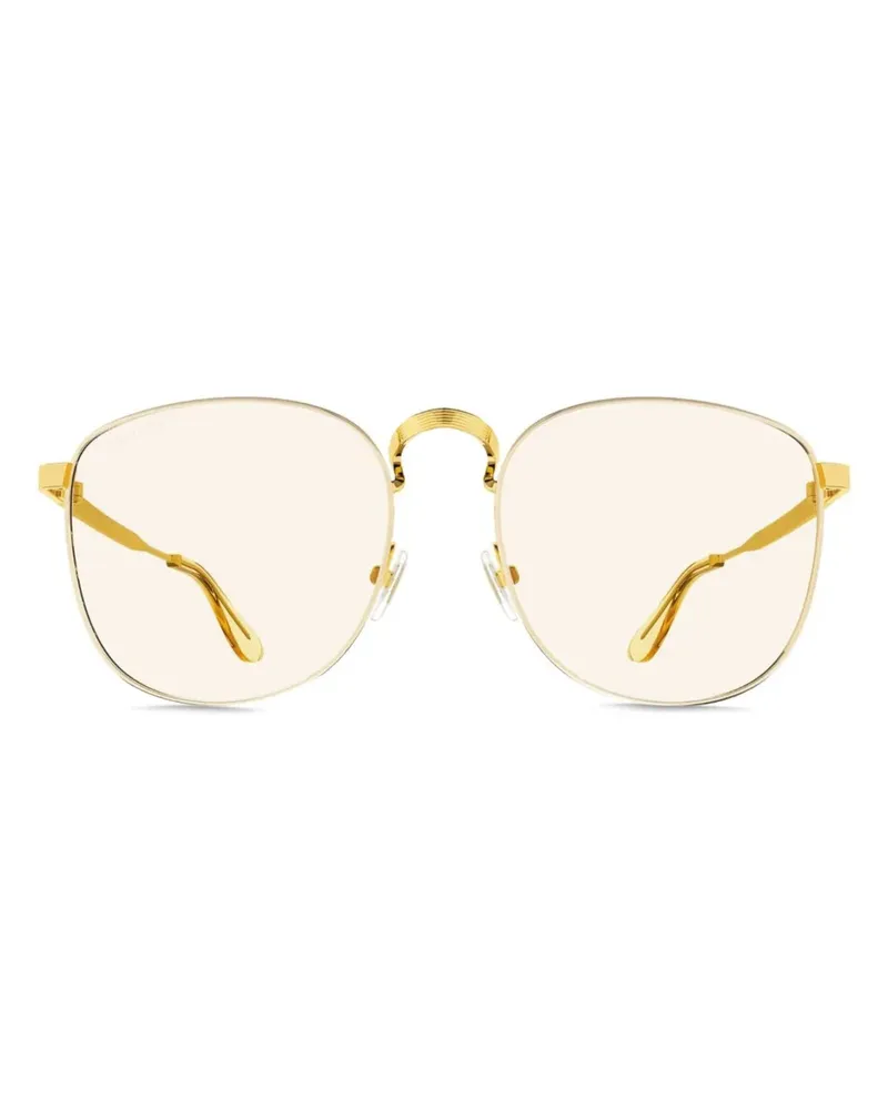 Gucci Runde Brille mit Logo-Gravur - Gold Gold