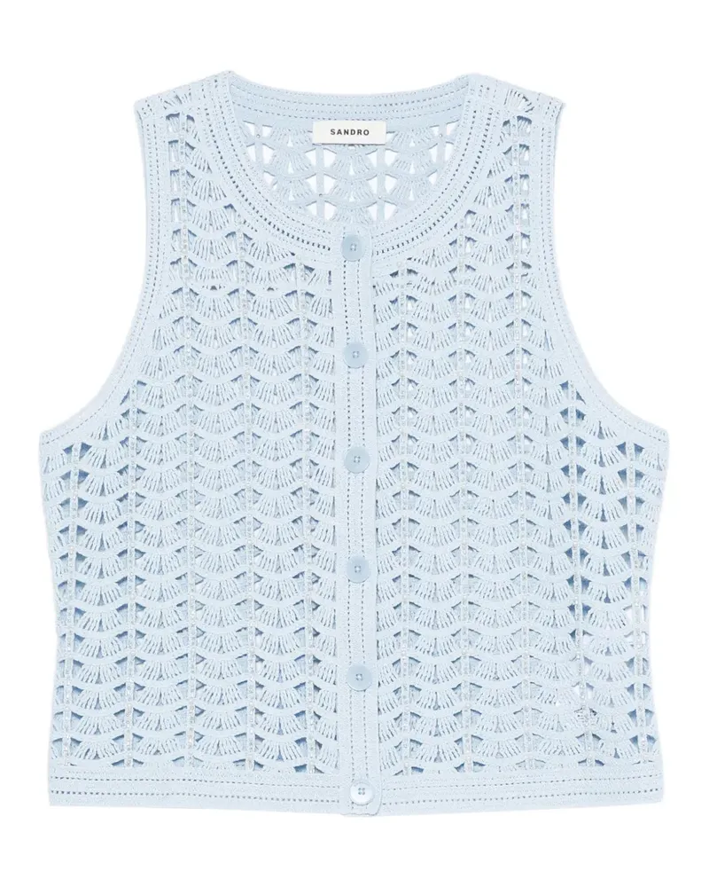Sandro Gehäkeltes Oberteil mit Knöpfen - Blau Blau