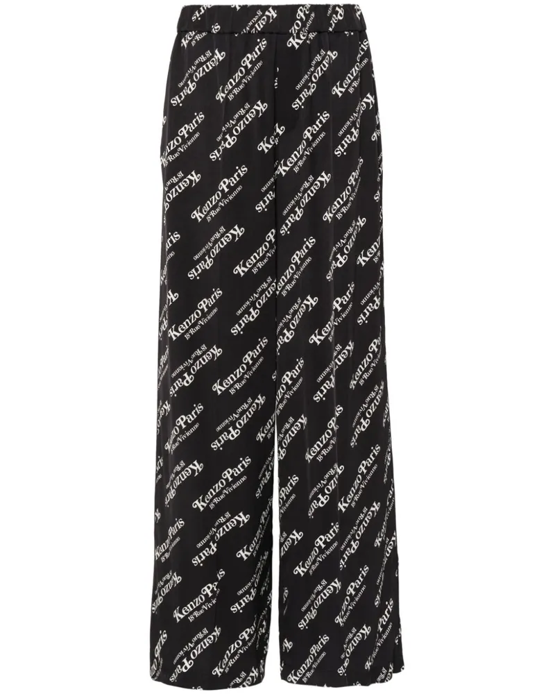 Kenzo Schlaghose mit Logo-Print - Schwarz Schwarz