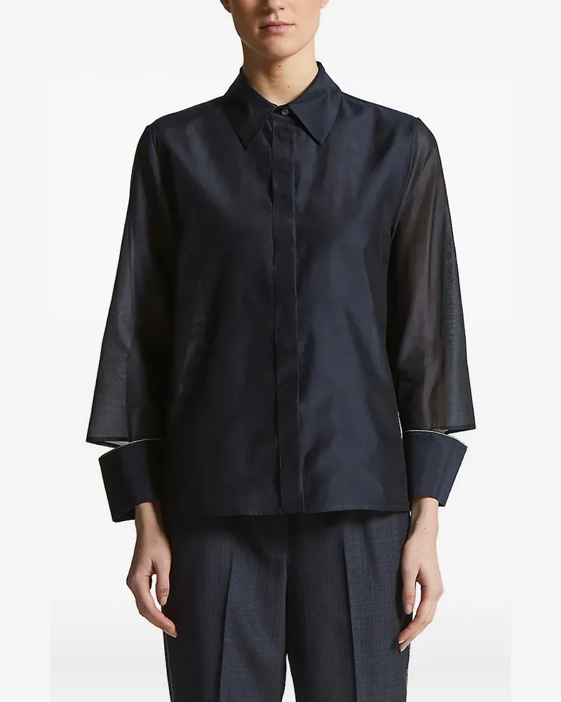 Peserico Hemd mit semi-transparenten Einsätzen - Blau Blau
