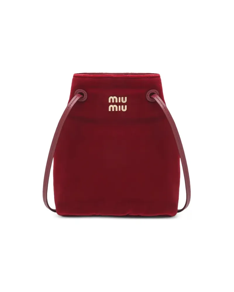 Miu Miu Mini-Tasche aus Samt mit Logo - Rot Rot