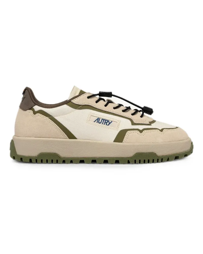 AUTRY WildPace low sneakers in wife and chocolate ripstop nylon and suede - Nude Nude