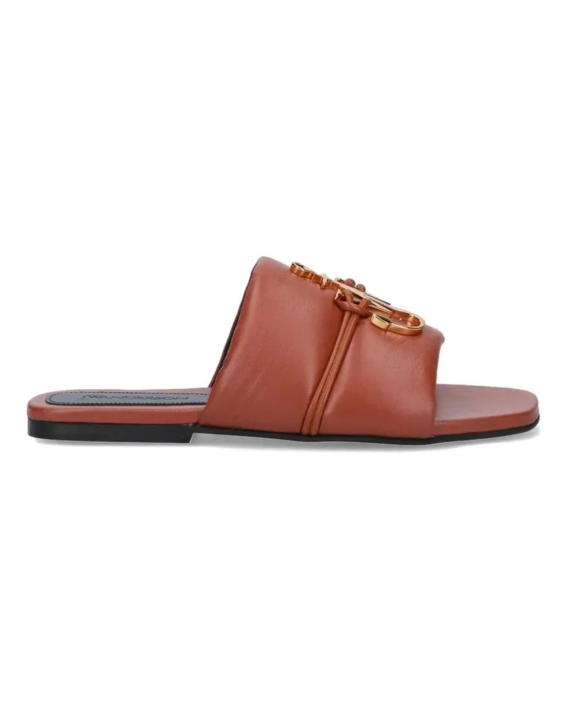 J.W.Anderson Anchor logo-plaque leather flat sandals - Braun Braun
