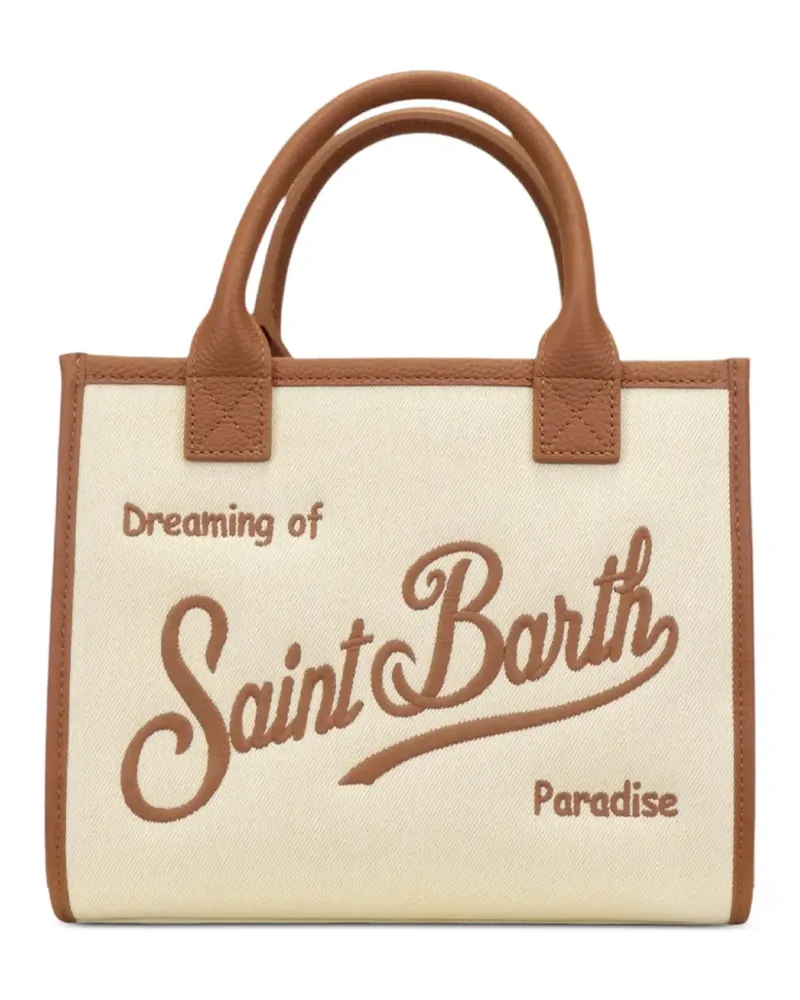 MC2 Saint Barth mini Vanity logo-embroidered canvas tote bag - Nude Nude