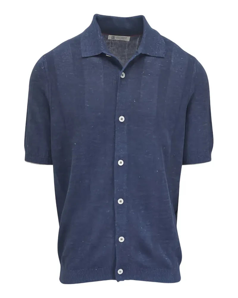 Brunello Cucinelli Geripptes Poloshirt - Blau Blau