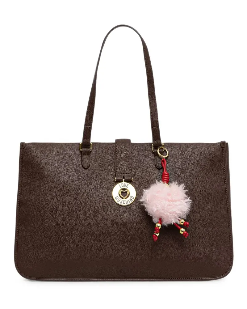 Moschino Schultertasche mit Logo-Schild - Braun Braun