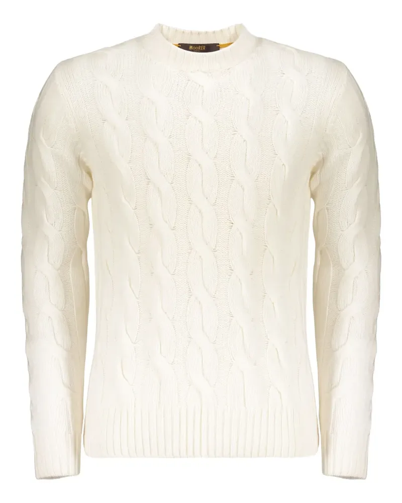 MOORER Pullover mit Zopfmuster - Weiß Weiß