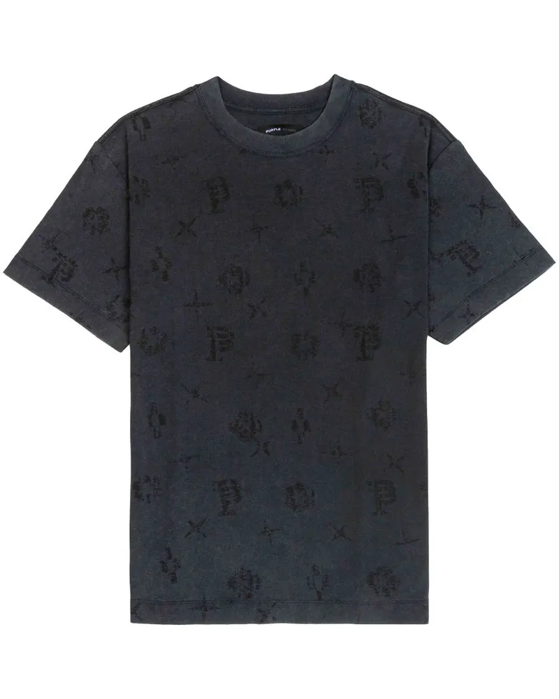 PURPLE BRAND T-Shirt aus Monogramm-Jacquard - Schwarz Schwarz