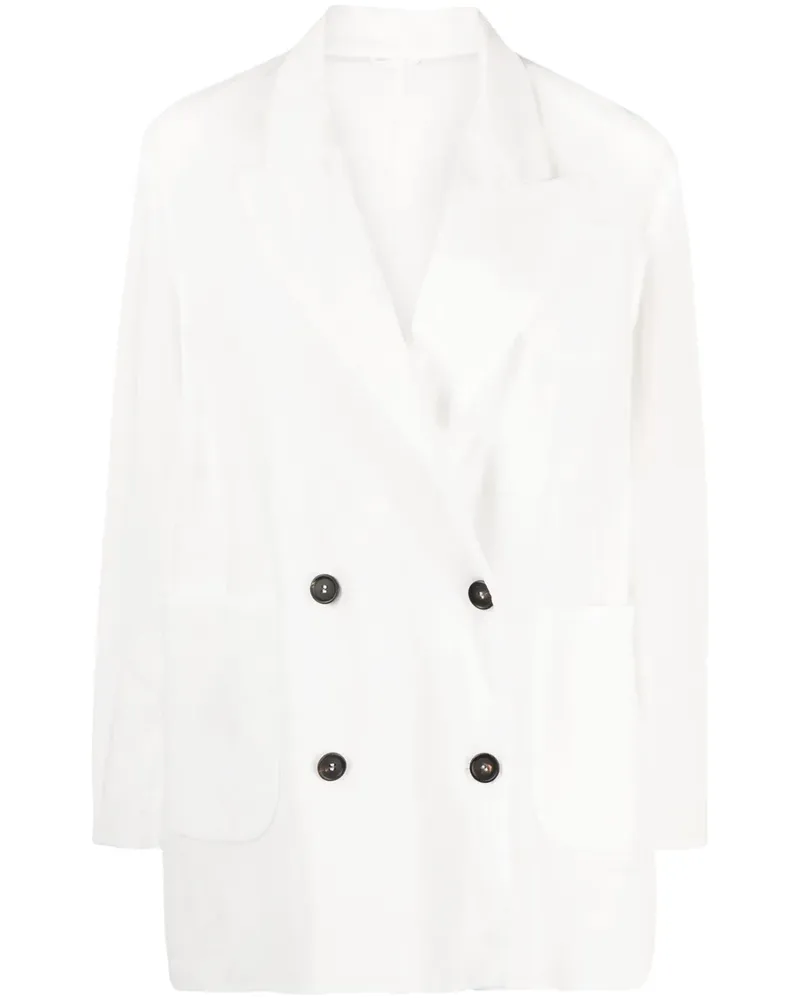 Brunello Cucinelli Doppelreihiger Blazer - Weiß Weiß