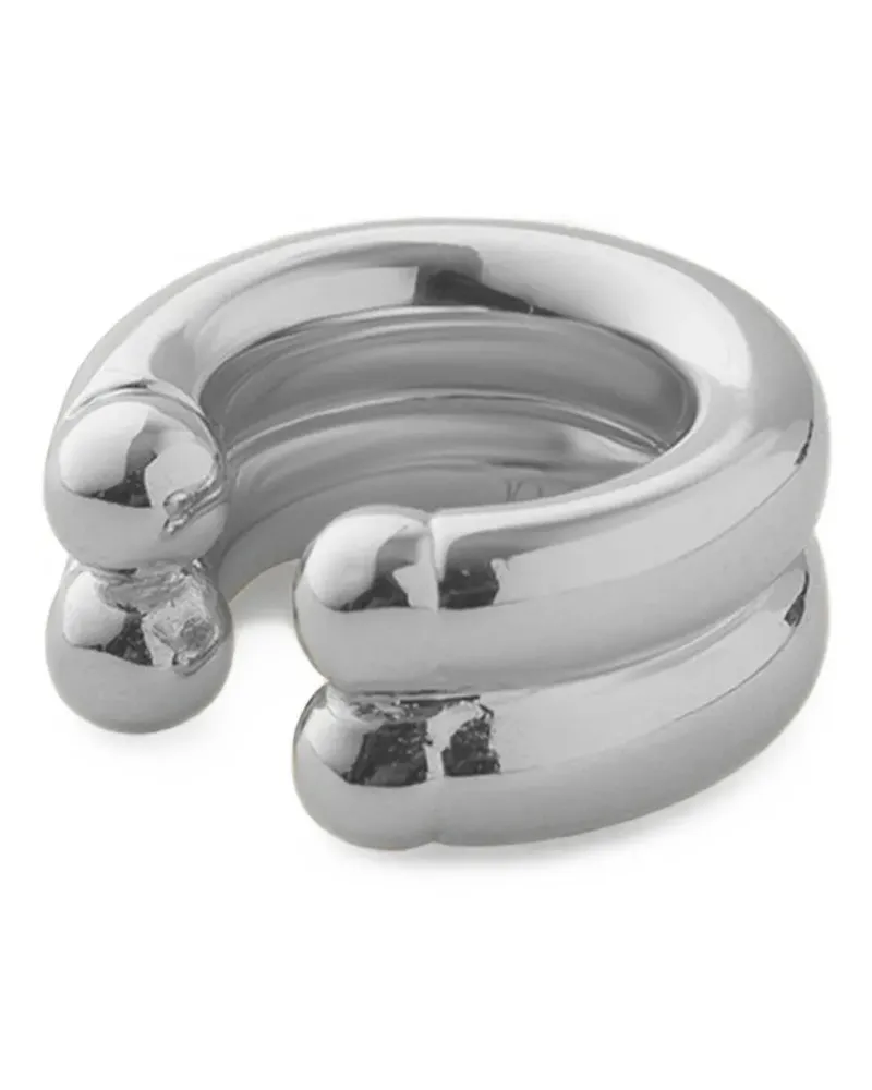 ÉLIOU Double Regina Ear Cuff mit rundem Rand - Silber Silber