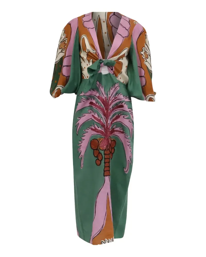 Johanna Ortiz tropical-print front-tie midi dress - Grün Grün