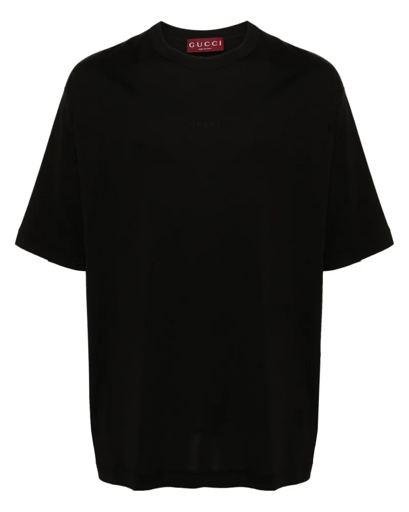 Gucci T-Shirt mit Logo-Stickerei - Schwarz Schwarz