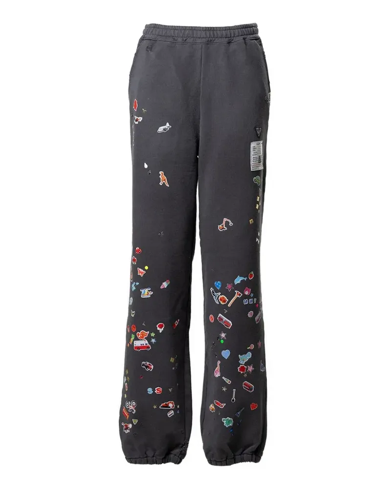 MIHARAYASUHIRO patch-detail distressed track pants - Grau Grau