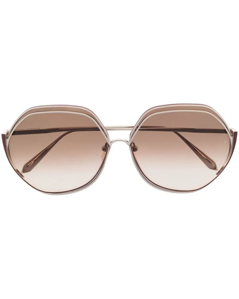 Linda Farrow Runde Aspen Sonnenbrille Silber