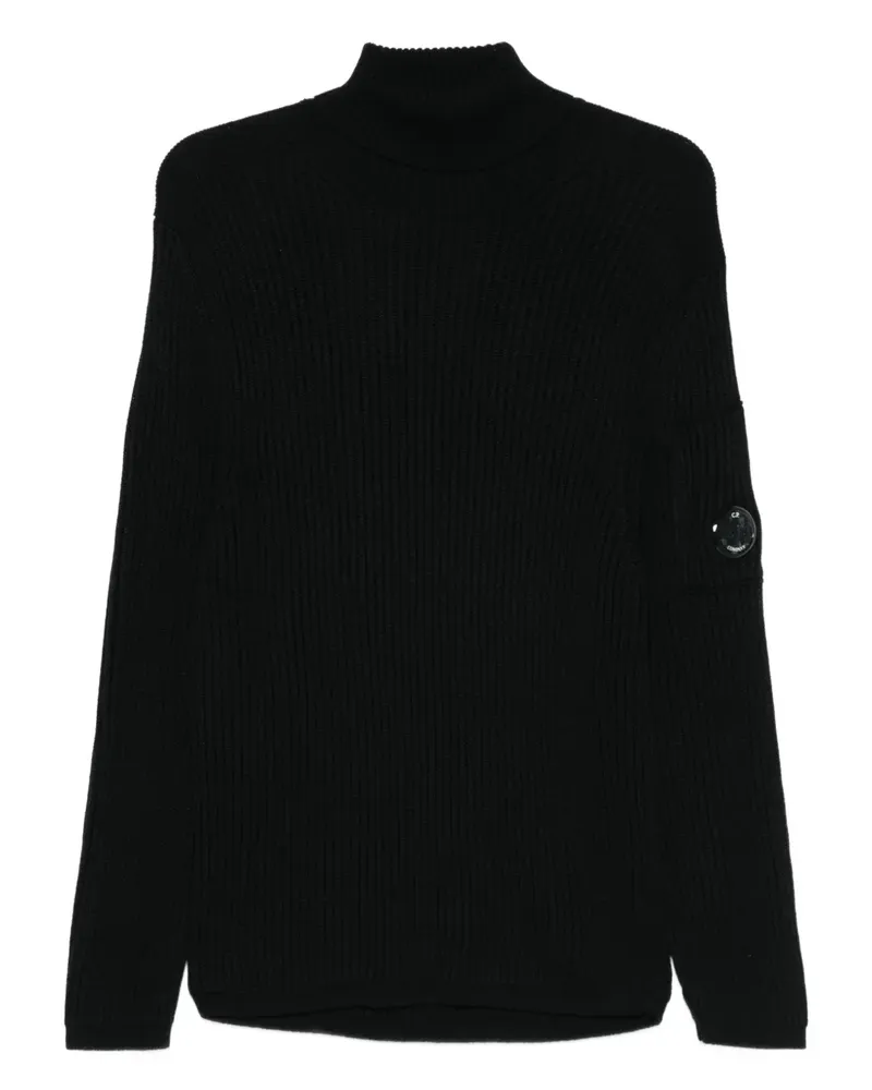 C.P. Company Gerippter Rollkragenpullover - Schwarz Schwarz