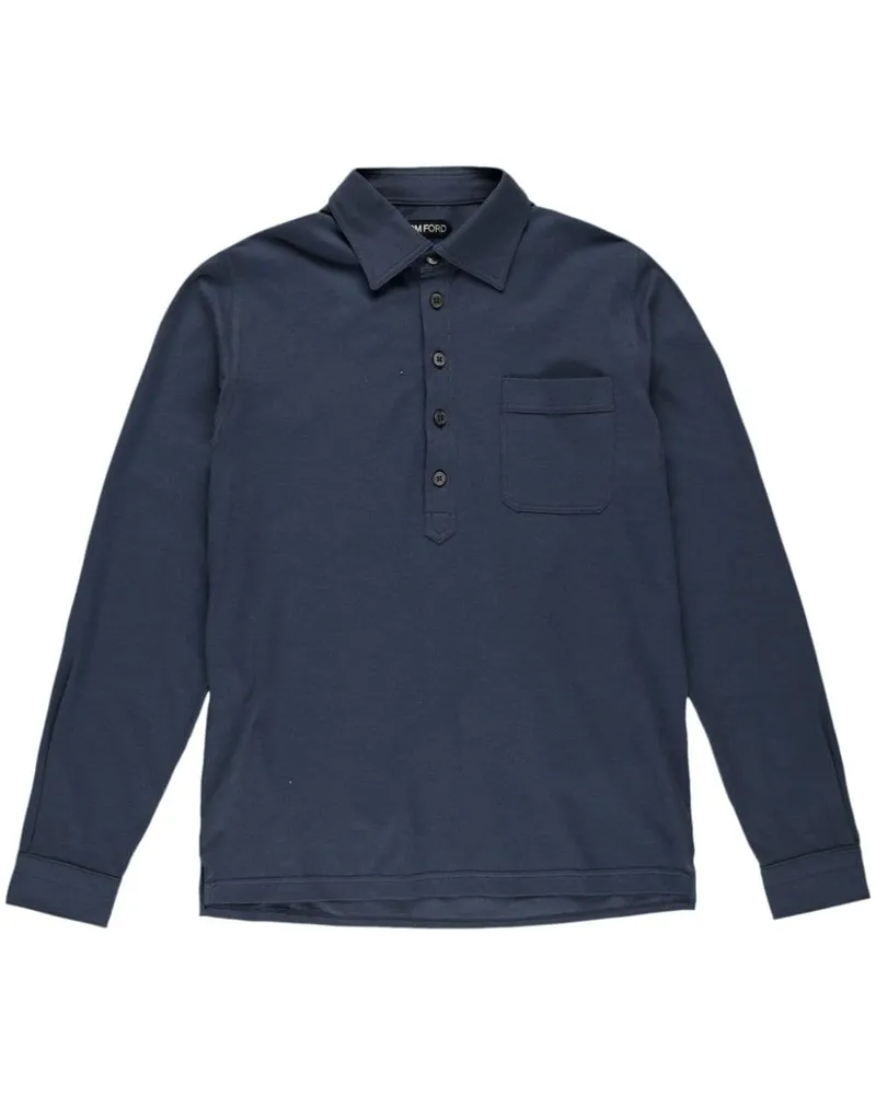 Tom Ford Poloshirt aus Pikee - Blau Blau
