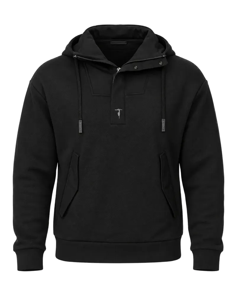 Trussardi woven-detail cotton hoodie - Schwarz Schwarz