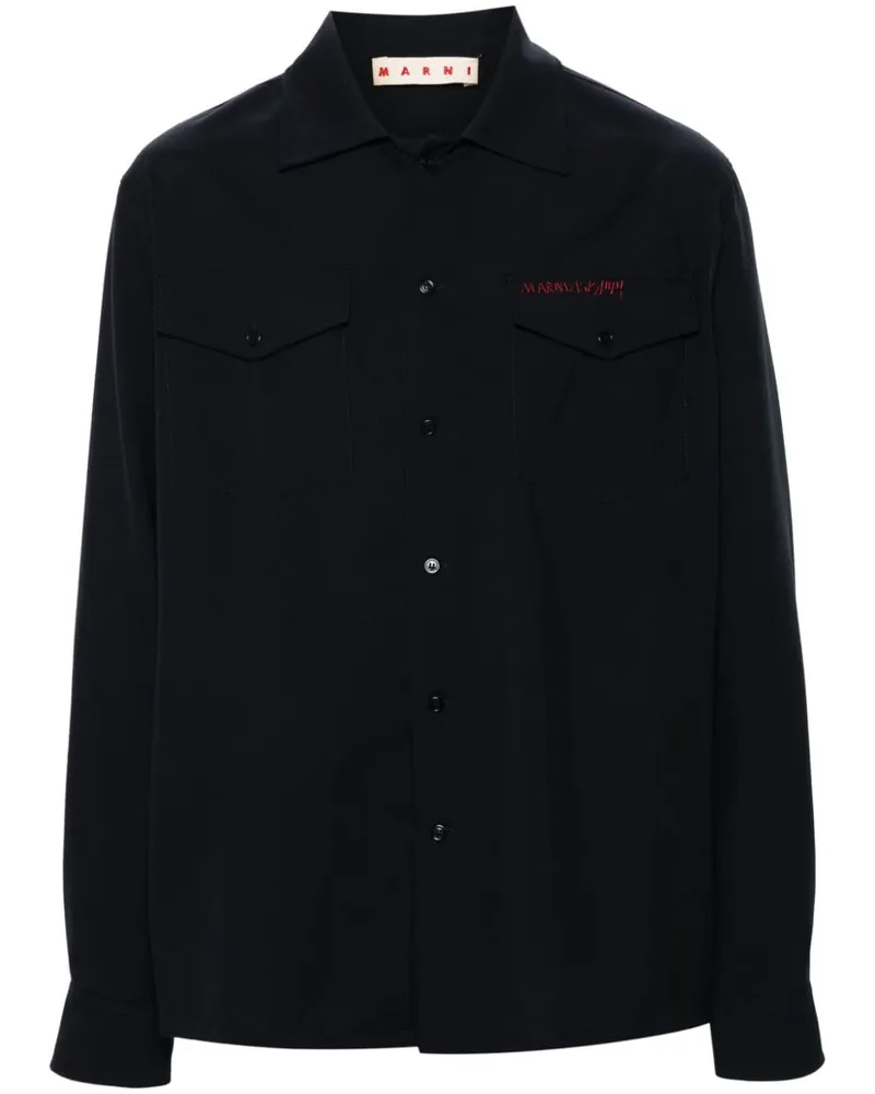 Marni Hemd mit Logo-Stickerei - Blau Blau