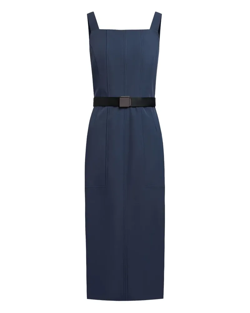 12 STOREEZ Gürtel-Kleid mit eckigem Ausschnitt - Blau Blau