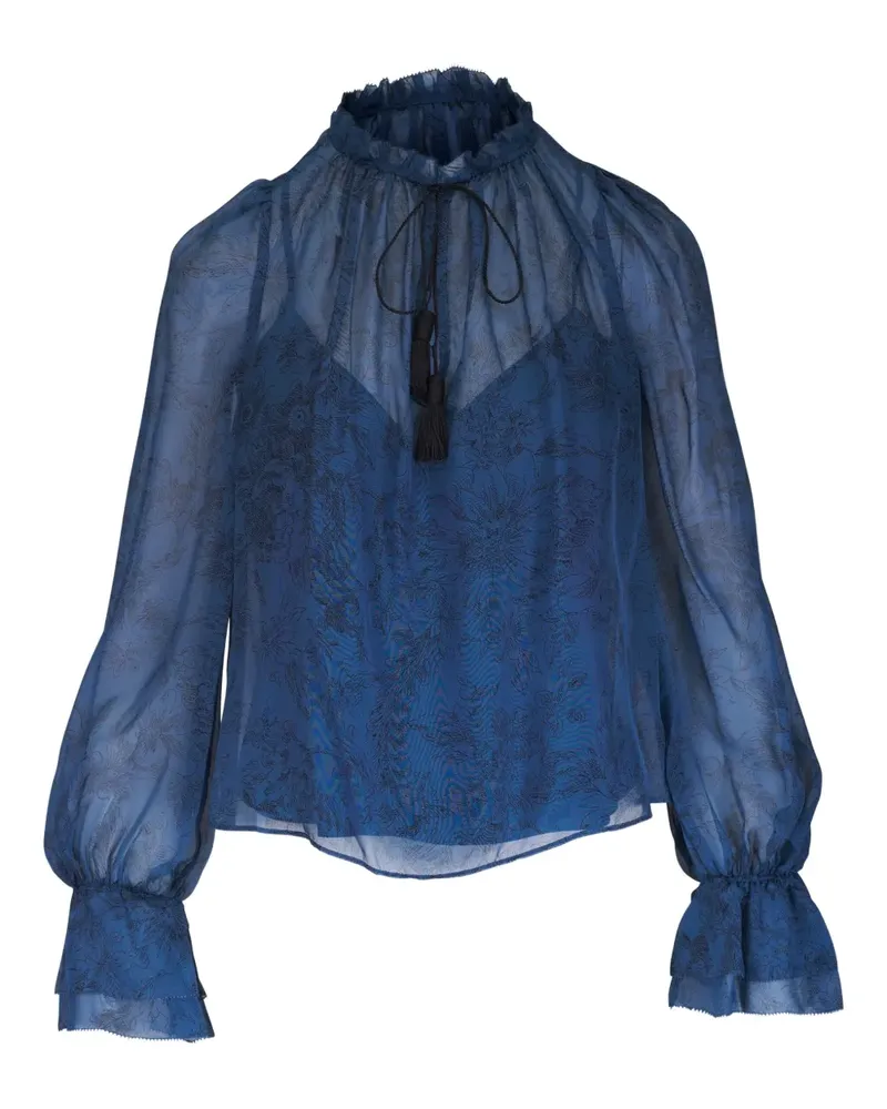 Veronica Beard Maxime ruffled-neck blouse - Blau Blau