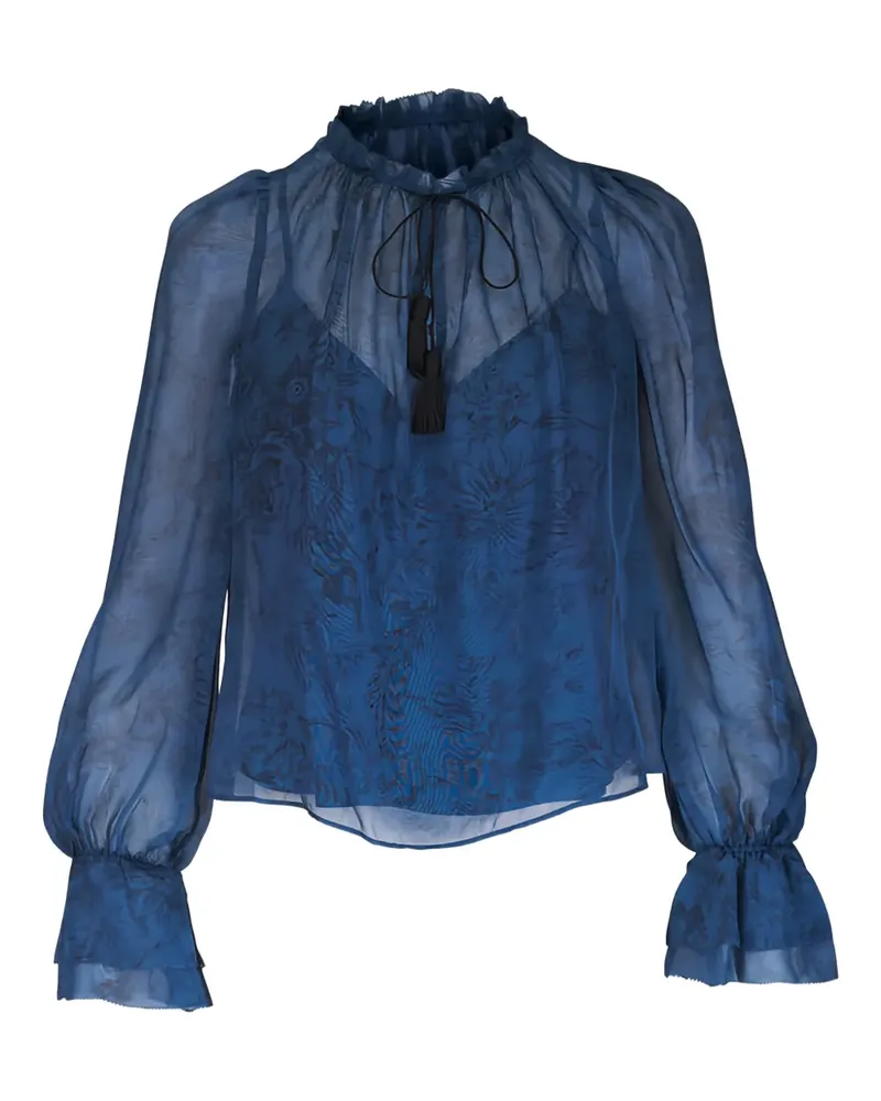 Veronica Beard Maxime Bluse mit Rüschenkragen - Blau Blau