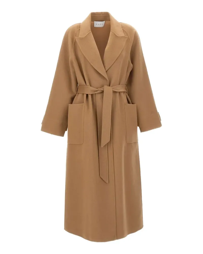 Kaos waist-tie lapel-collar coat - Nude Nude