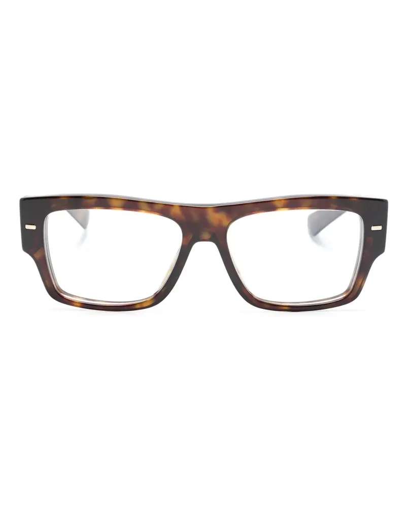 Dolce & Gabbana Eckige Brille mit Logo-Gravur - Braun Braun