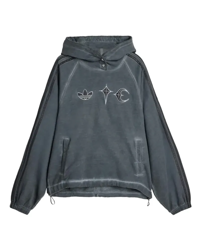 adidas Thug Club logo-embroidered striped-sleeve hoodie - Grau Grau