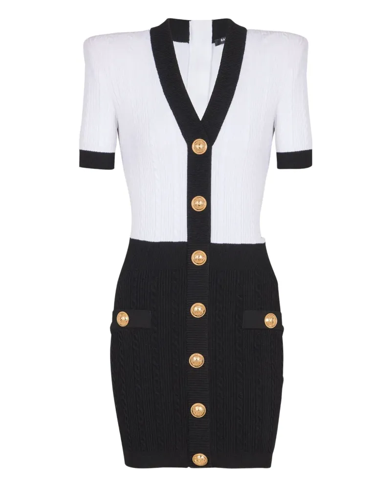Balmain Schmales Kleid mit Zopfmuster - Weiß Weiß