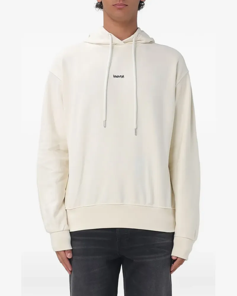 DISCLAIMER logo-print drawstring hoodie - Nude Nude