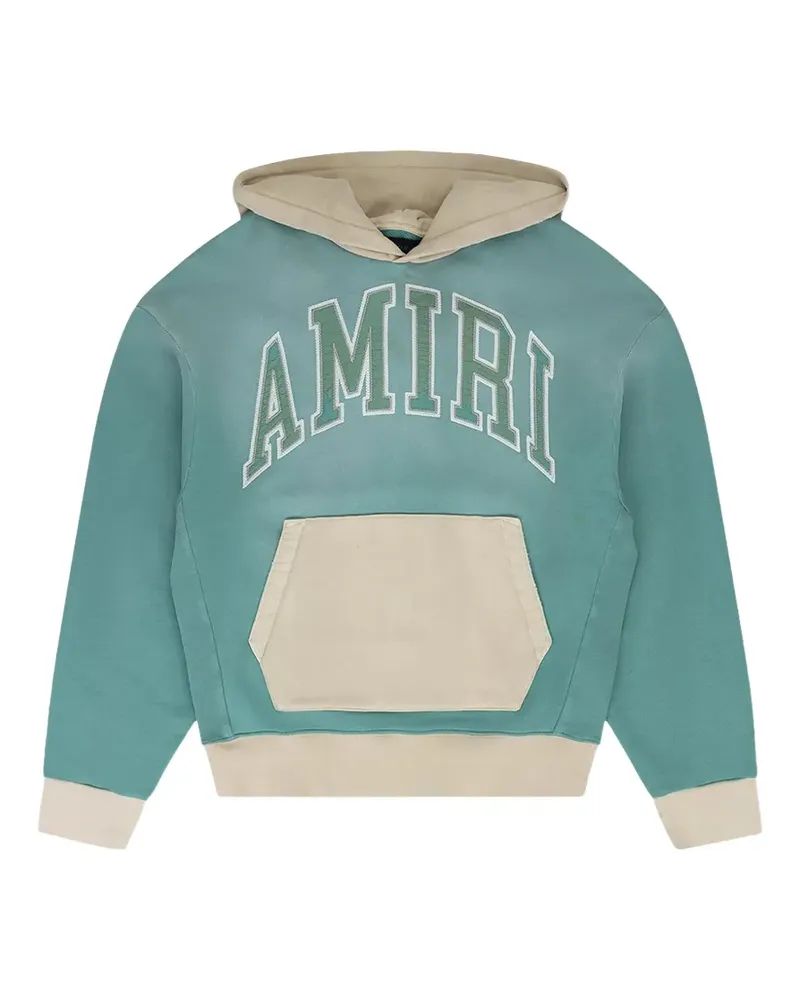 Amiri logo-embroidered colour-block hoodie - Blau Blau