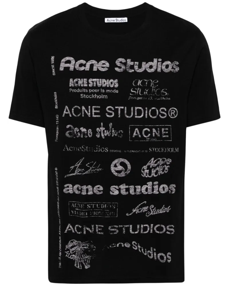 Acne Studios T-Shirt mit grafischem Print Schwarz