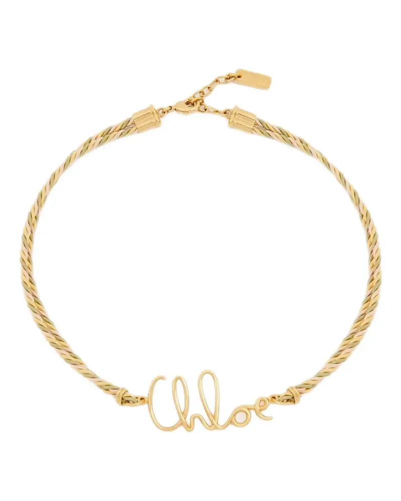 Chloé Plage Halskette mit geflochtenem Logo - Nude Nude