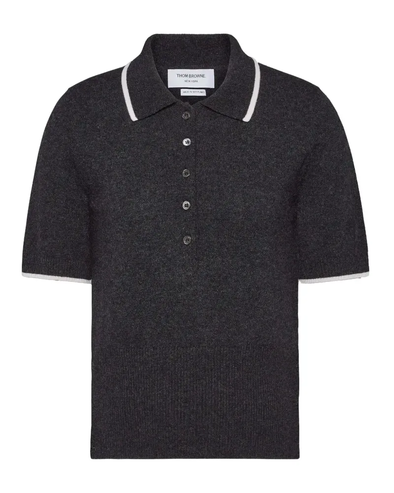 Thom Browne Browne 65 Intarsien-Poloshirt aus Kaschmir - Grau Grau