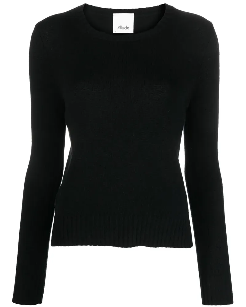 ALLUDE Fein gestrickter Kaschmirpullover - Schwarz Schwarz
