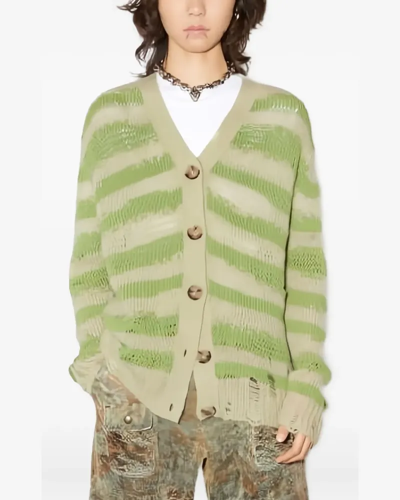 Acne Studios Gestreifter Cardigan - Grün Grün