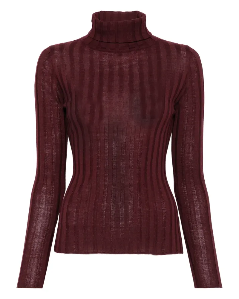 Hugenberg Gerippter Rollkragenpullover - Rot Rot