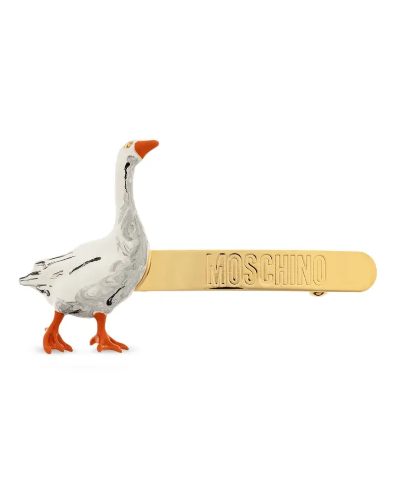 Moschino goose logo-embossed hair accessory - Gold Gold